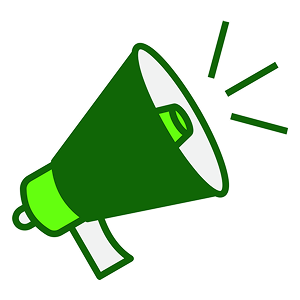 Megaphone with tick marks signifying sound emanating from it.